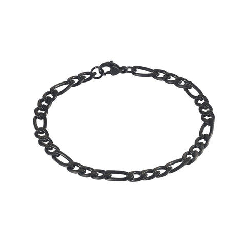 Stainless steel black figaro bracelet
