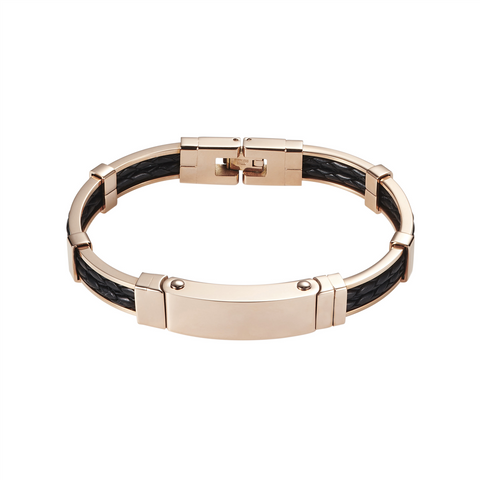 Rose gold plated leather bracelet
