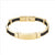 Stainless steel gold plated black leather bracelet