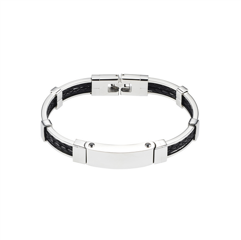 Stainless steel leather bracelet