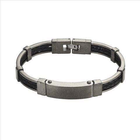 Stainless steel and gun metal bracelet
