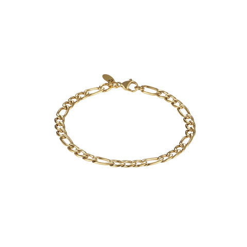 Stainless steel gold plated figaro bracelet