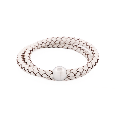White leather double bracelet