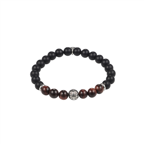 Agate and tiger eye bead bracelet