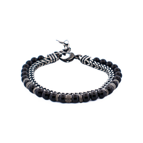 Metal/Black agate bracelet