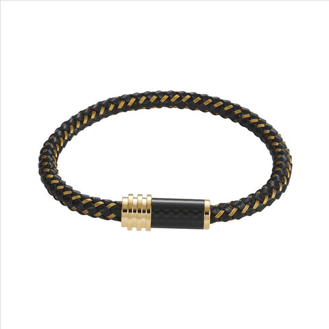 Black and gold leather bracelet