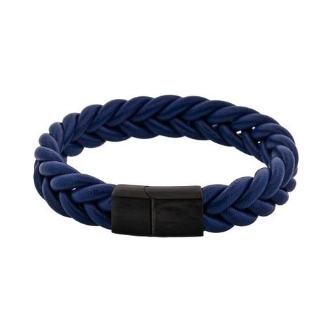 Blue leather bracelet