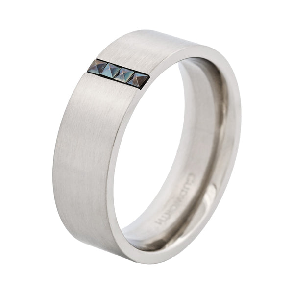 Stainless steel and marcasite ring