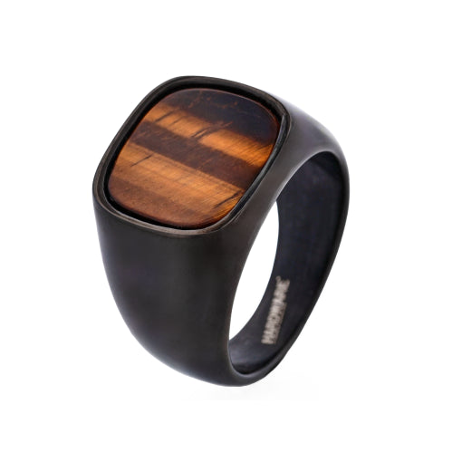 Black tiger eye signet ring