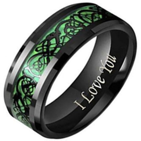 Tungsten celtic glow ring