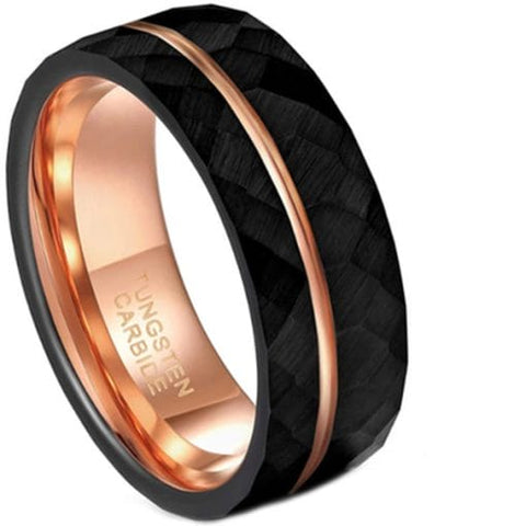 Tungsten obsidian crown ring