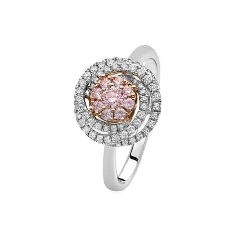 18ct Rose and White Gold Ring Centred with a Certified Argyle Pink Diamond