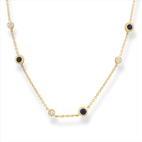 9ct Gold Sapphire and Diamond Necklace