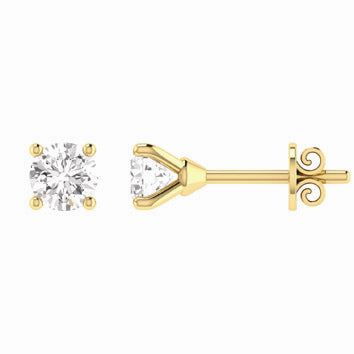 9ct Gold Round Brilliant Cut Diamond Stud Earrings