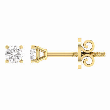 18Ct Gold Round Brilliant Cut Diamond Stud Earrings