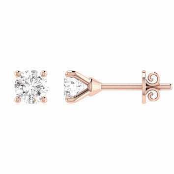 9ct Rose Gold 0.15ct Round Brilliant Cut Diamond Stud Earrings,