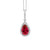 Sterling Silver Red Cubic Zirconia Pear Drop Pendant