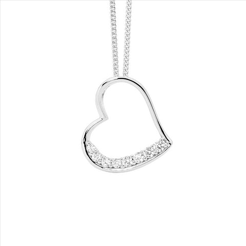 Sterling Silver Heart Pendant with Cubic Zirconias