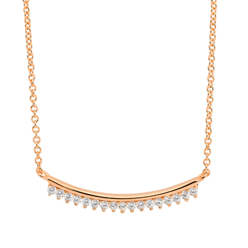 Rose gold clearance curved bar necklace