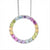 Sterling Silver 16mm Open Circle Pendant Set With Round Pastel Coloured Cubic Zirconias