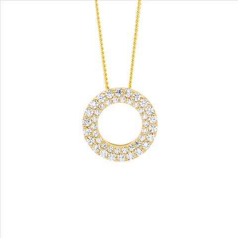 Gold plated double circle pendant