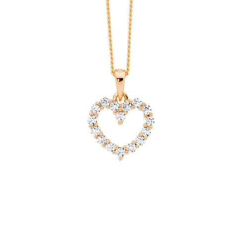 Rose gold plated open heart pendant