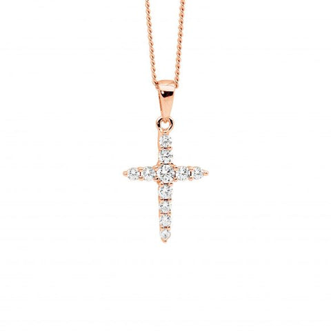 Sterling Silver Rose Gold Plated Cross