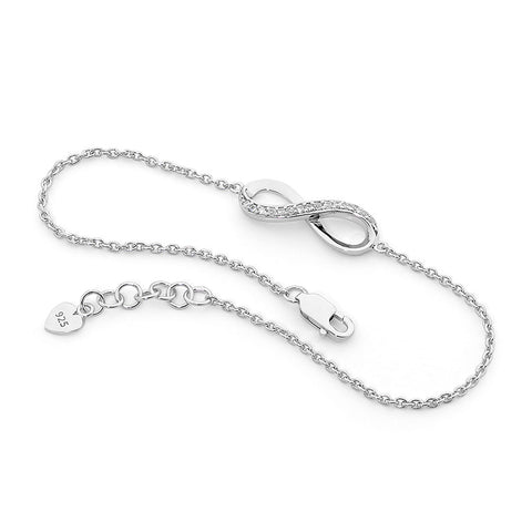 Silver cubic zirconia infinity bracelet