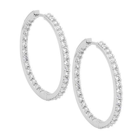 Silver cubic zirconia 3cm hoops