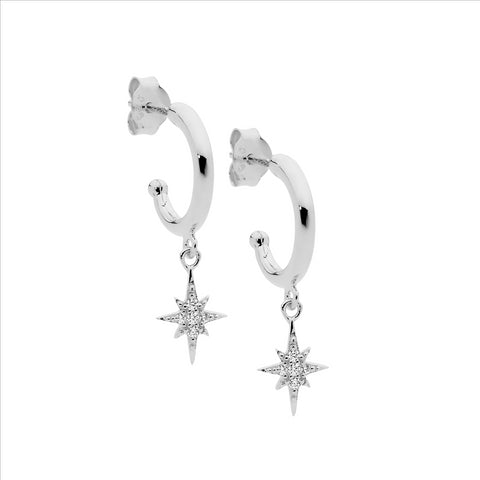 Sterling silver star drop earrings