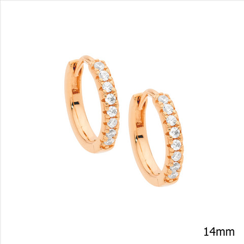 Rose Gold Plated Cubic Zirconia Hoops