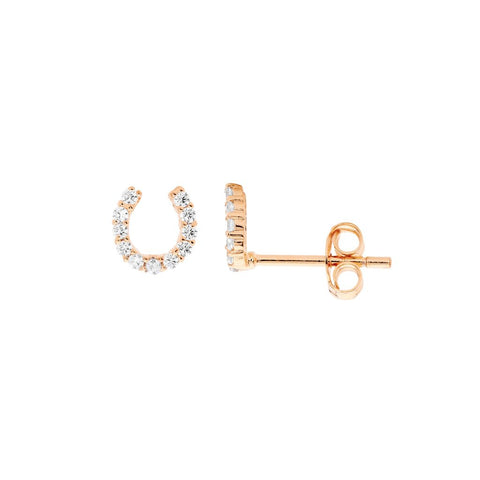 Rose gold plated horse shoe studs