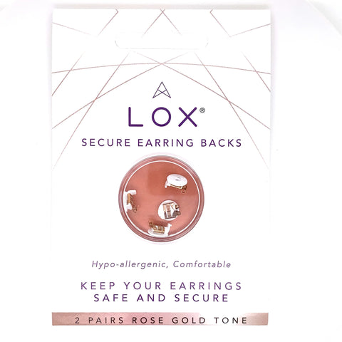 Rose Gold Lox Secure Earring Backs 2 Pair Pack